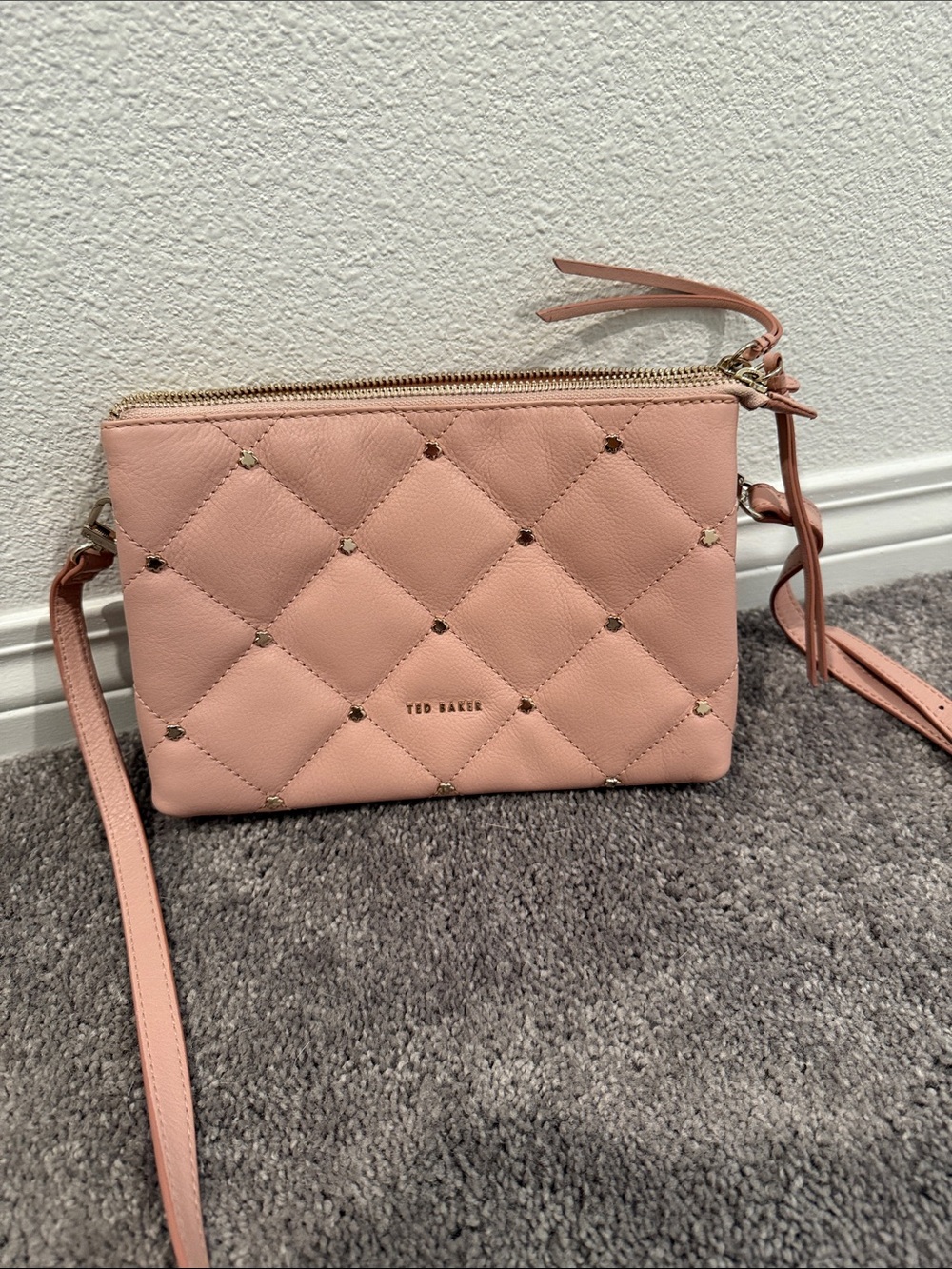Ted Baker Blush Quilted Crossbody Bag with Stud Details